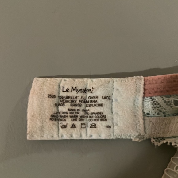 Le Mystere Isabella mint green lace memory foam bra 36B and thong L - Picture 9 of 9